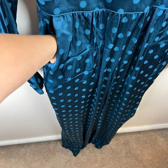 Happy X Nature Kate Hudson Polka Dot Jumpsuit Size 10 Open Back Teal Blue Event - Picture 12 of 15